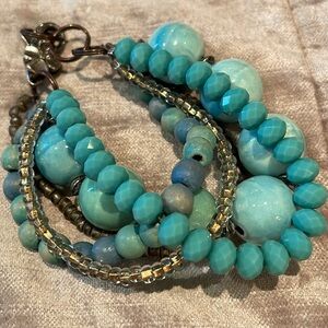 Ocean-Inspired Blue and Silver Multi-Strand Bracelet